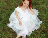 Fairy wedding dress Alternative wedding dress Bohemian wedding dress Boho wedding dress Short wedding dress White felt dress Silk wool dress