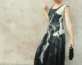 Alternative wedding dress Maxi boho wedding dress Black wedding dress Boho chic dress Lace wedding dress Bohemian wedding dress Felt dress
