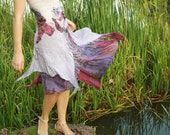 Alternative wedding dress Boho wedding dress Bohemian wedding dress Purple lilac white dress Silk wool dress Felt purple dress