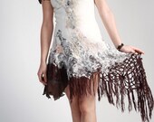 Alternative weddings dress Short wedding dress Boho wedding dress Silk wedding dress Bohemian wedding dress Felt dress Wool silk dress