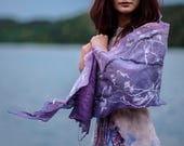 Felted scarf Wedding shawl Lavender scarf Boho shawl Bohemian scarf Ombre purple scarf Pashmina scarf Silk wool scarf