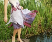 Alternative wedding dress Boho wedding dress Bohemian wedding dress Purple lilac white dress Silk wool dress Felt purple dress