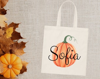 Custom Fall tote bag, personalized tote, custom tote, pumpkin tote bag, Trick Or Treat Bag, personalized fall tote bag, watercolor fall