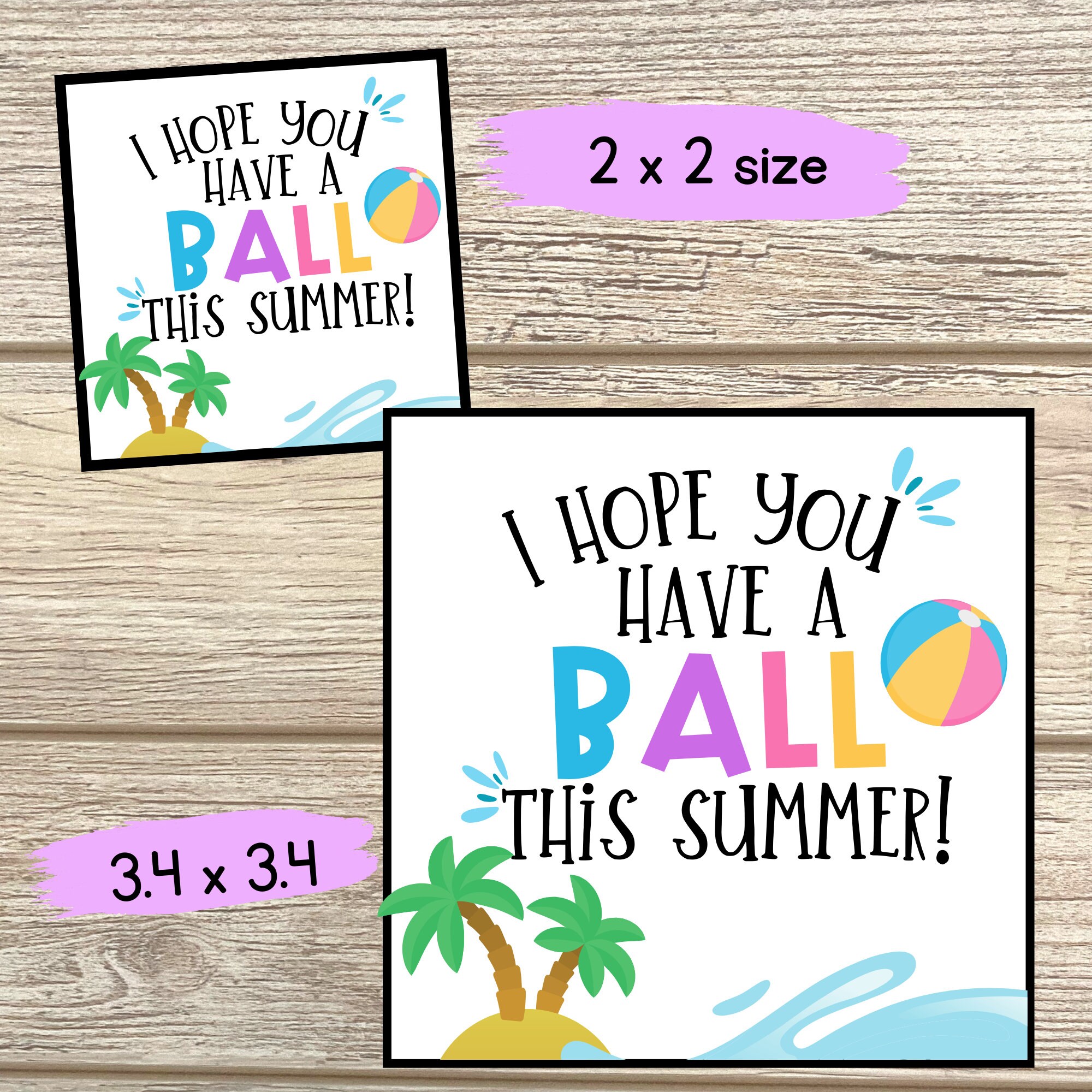 Beach Ball Gift Tag, Hope You Have A Ball This Summer Tag, Custom End
