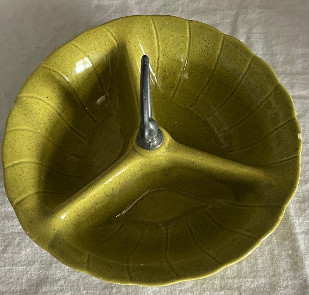 RARE FIND. 1960 Lane Van Nuys California Chartreuse Divided Candy Dish ...