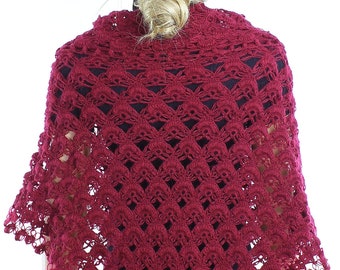 Claret Red Mohair Wool Wedding Shawl Crochet Bridal Shawl,Wedding Accessories Cover Ups Shawls Wraps Bridesmaid,Gift Ideas For Her Mom