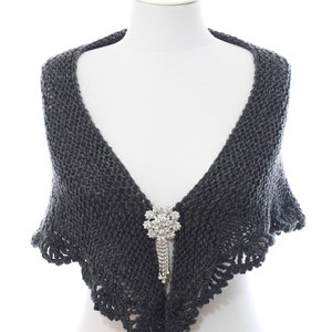 Wedding Shawl, Bridal Shawl, Bridal Wedding Shawl, Grey Shawl, Hand Knit Crochet Shawl, Wedding Capelet, Bridesmaid Shawl, Gift Ideas