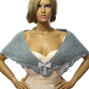Silver Wedding Shawl,Bridal Wedding Shawl, Wedding Accessories Hand Knit Crochet Shawl Cover Up Wrap, Capelet, Bridesmaid Shawl, Gift Ideas
