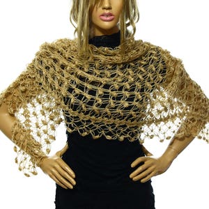 Hand Crochet Wedding Shawl,Bridal Shawl, Bridal Wedding Shawl,Caramel Gold Shawl Scarf Capelet, Bridesmaid Shawl, Gift Ideas For Her Mom