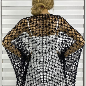 Crochet Black Wedding Shawl Bridal Shawl, Wedding Accessories Cover Ups Shawls Wraps Bridesmaid, Gift Ideas For Her Mom, New Year
