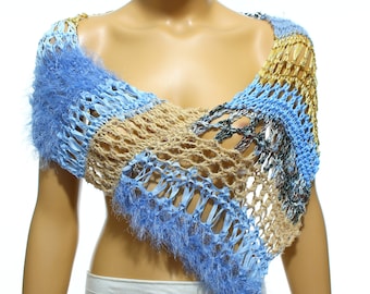 Hand Knit Summer Poncho, Beach Cover, Beach wear, Womens Poncho, Sweater Poncho, Knit Cover up by Arzu's Style