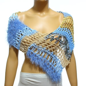 Hand Knit Summer Poncho, Beach Cover, Beach wear, Womens Poncho, Sweater Poncho, Knit Cover up by Arzu&#39;s Style