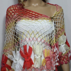 Crochet Shawl, Crochet Scarf, Bridal Shawl, Bridesmaid Shawl,Crochet Multicolor Elegant Triangle Magic Wool Shawl Wool Scarf