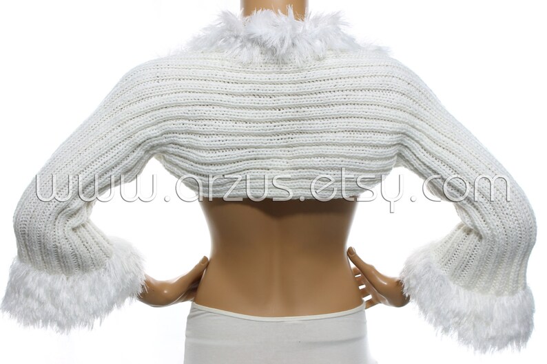 White Wedding Shrug Bridal Shrug Knit Shrug Bridesmaid Gift Evening Shrug Bridal Bolero Jacket Bridal Cover Up Wrap Shawl Weddings Clothing image 2