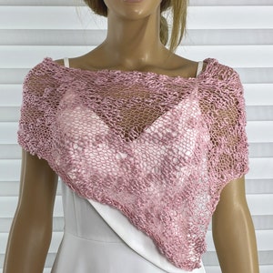 Pink Knit Summer Poncho, Beach Cover, Beach wear, Women&#39;s Poncho, Sweater Poncho, Knit Cover up by Arzu&#39;s Style