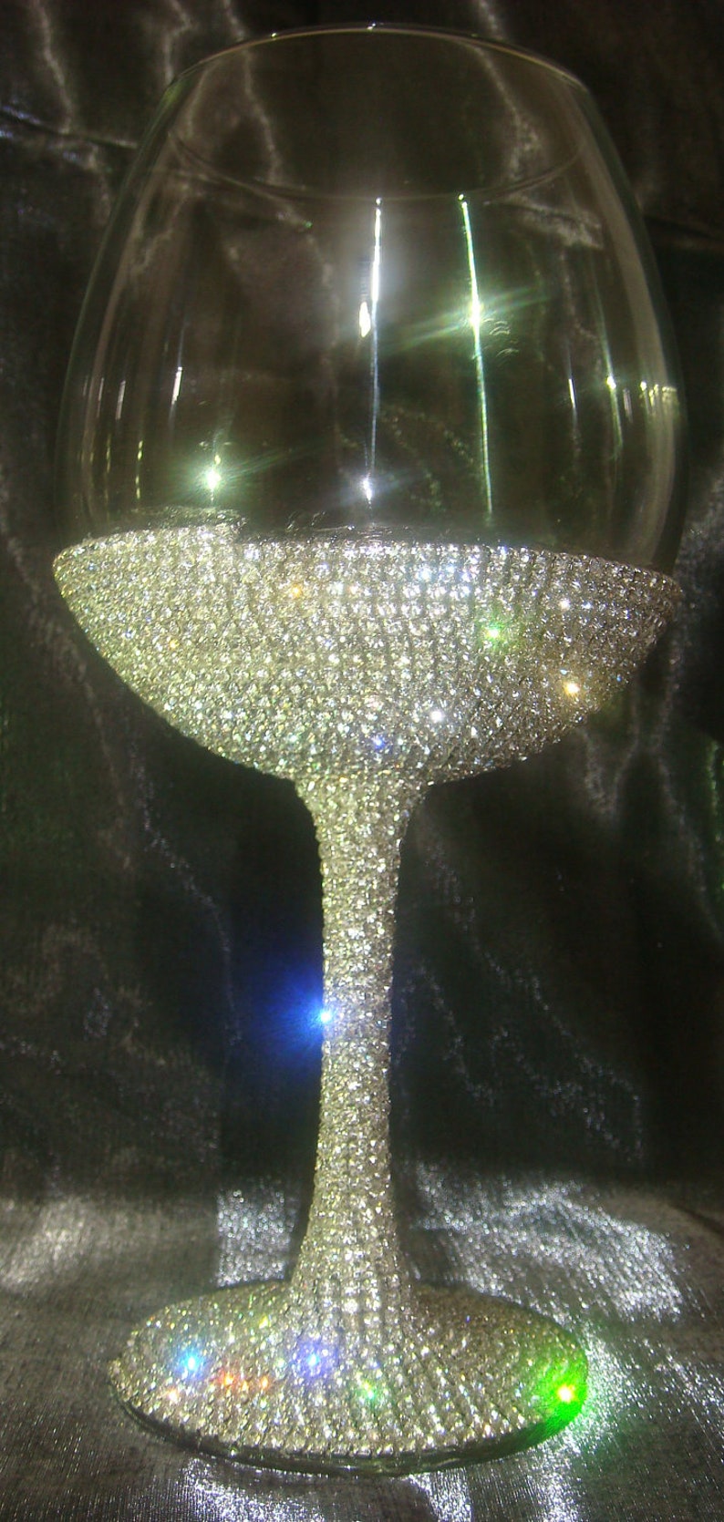 Custom designed handmade wine glass, goblet with Czech rhinestones image 3