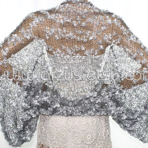 Wedding Shrug Knit Gold Shrug Cover Ups Shawls Wraps Long Sleeve Evening Shrug Weddings Bridal Accessories Shrugs Boleros Bridesmaids Gift Silver&Black