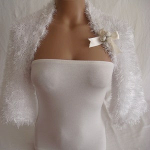 Wedding Bolero Shrug White Knit Bolero Half Sleeve Bolero Wedding Bolero Wedding Shrug Bridal Shrug Wedding Shrug Boleros Shrugs Bridesmaid