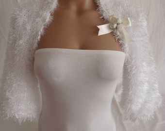 Wedding Bolero Shrug White Knit Bolero Half Sleeve Bolero Wedding Bolero Wedding Shrug Bridal Shrug Wedding Shrug Boleros Shrugs Bridesmaid