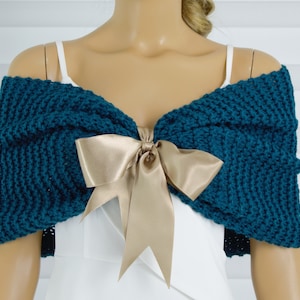 Knit Wedding Shawl, Bridal Shawl, Bridal Wedding Stole, Waterfall Shawl, Hand Knit Waterfall Shawl, Wedding Capelet, Bridesmaids Gift Ideas