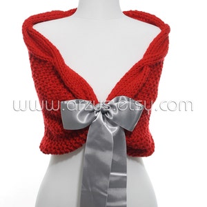 Wedding Shawl, Bridal Shawl, Bridal Wedding Stole, Red Shawl, Hand Knit Shawl, Red Capelet, Wedding Capelet, Bridesmaids Gift Shawl