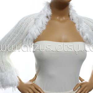 White Wedding Shrug Bridal Shrug Knit Shrug Bridesmaid Gift Evening Shrug Bridal Bolero Jacket Bridal Cover Up Wrap Shawl Weddings Clothing image 3