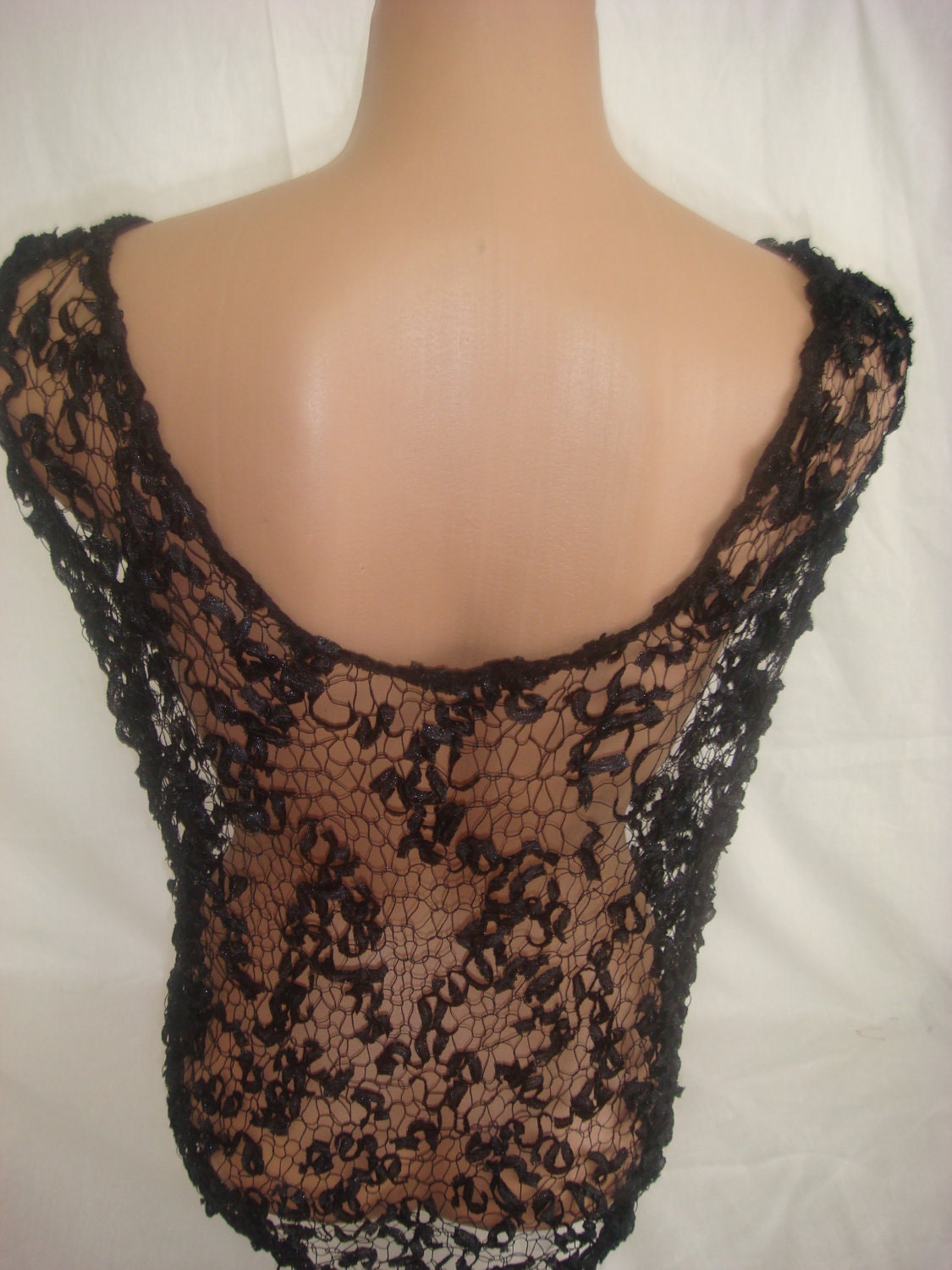 Hand Knitted Black Transparent Low Back Blouse for - Etsy