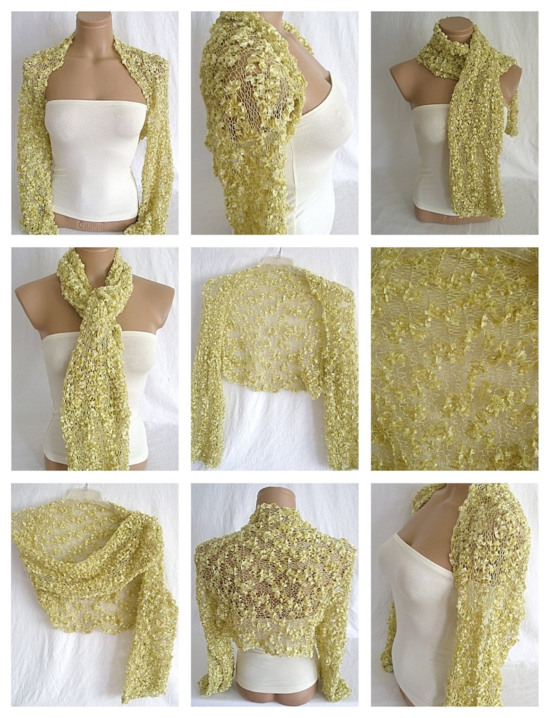 Hand knitted gold bolero shrug image 2