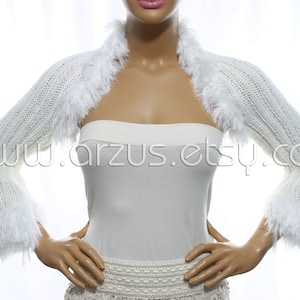 White Wedding Shrug Bridal Shrug Knit Shrug Bridesmaid Gift Evening Shrug Bridal Bolero Jacket Bridal Cover Up Wrap Shawl Weddings Clothing image 1