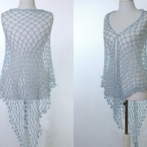 Light Blue Crochet Shawl,Bridal Wedding Shawl, Accessories Cover Ups Scarves Wraps Bridesmaid Shawl, Gift Ideas For Her Mom