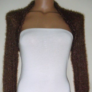 Wedding Shrug Bridal Shrug Brown Shrug Wedding Bolero Bridal Bolero Bridesmaids Gift Long Sleeve White Shrug Weddings Accessories image 3