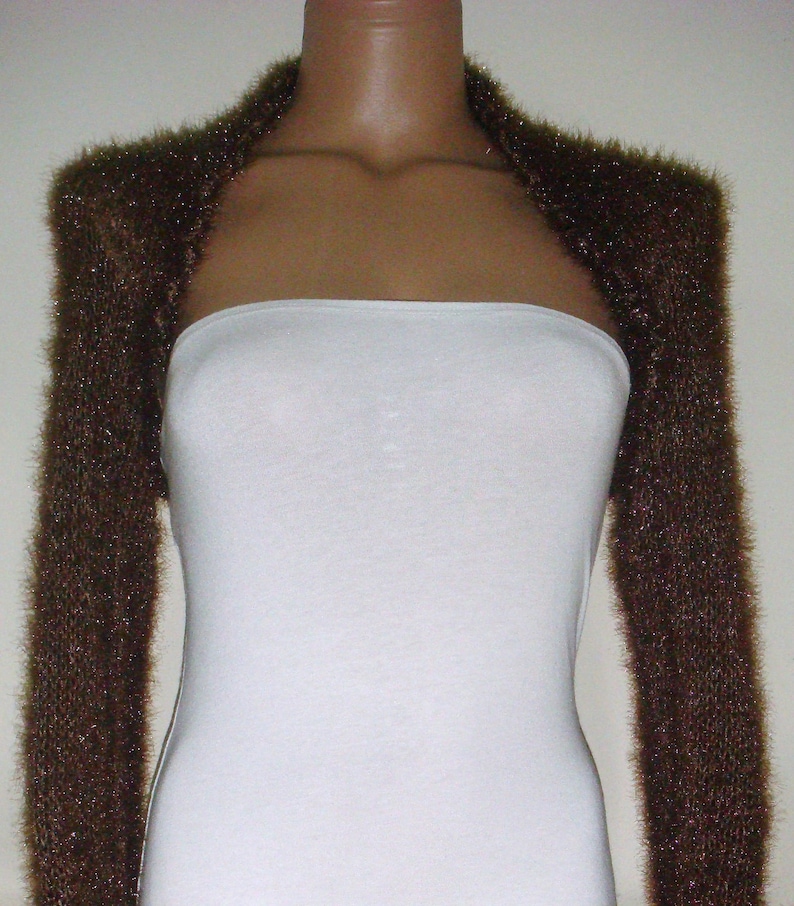 Wedding Shrug Bridal Shrug Brown Shrug Wedding Bolero Bridal Bolero Bridesmaids Gift Long Sleeve White Shrug Weddings Accessories image 3