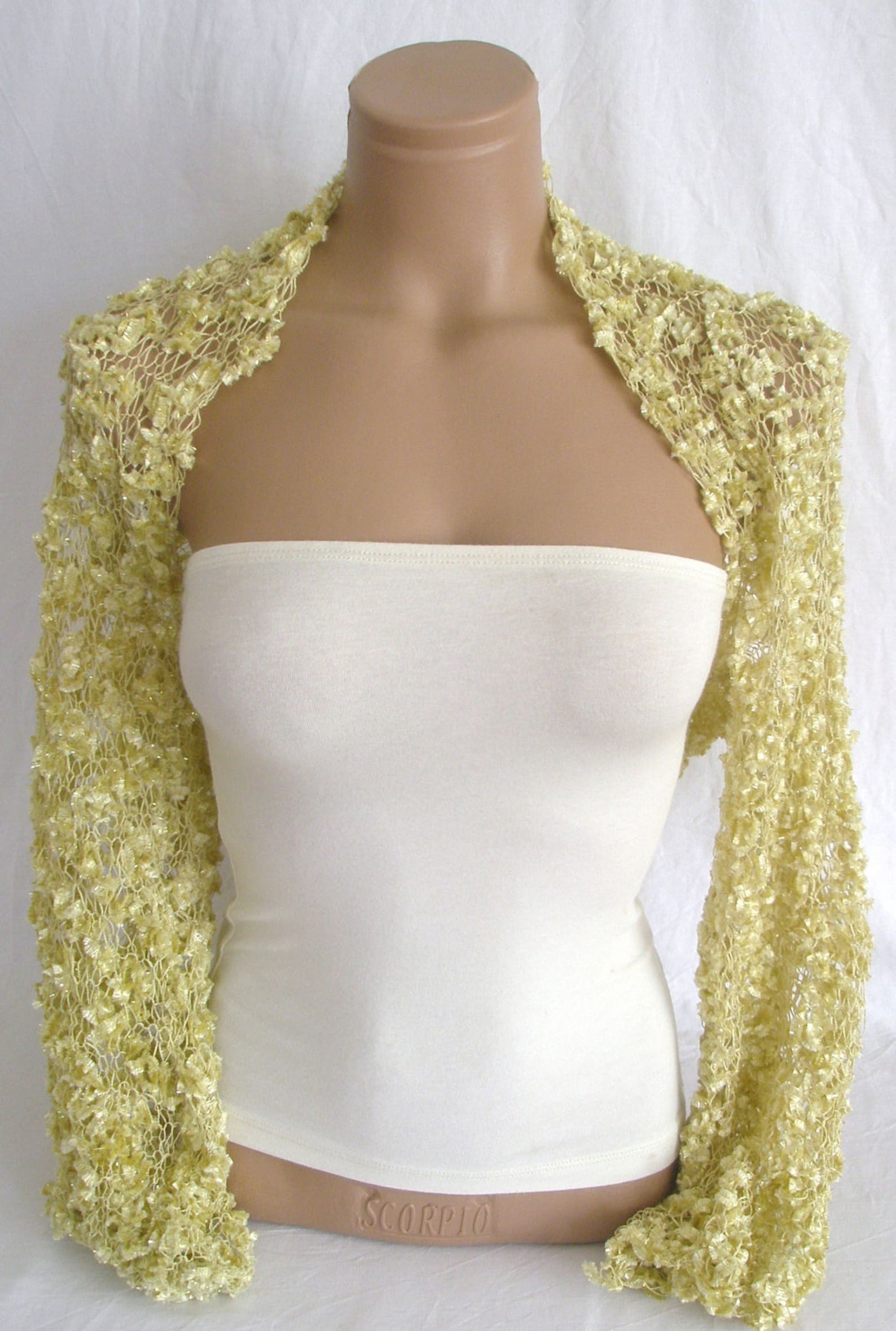 Hand Knitted Gold Bolero Shrug Etsy