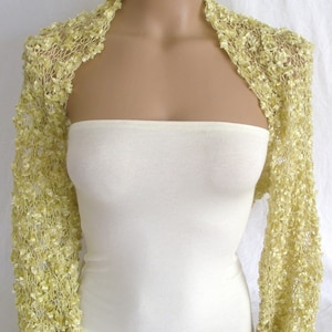 Hand knitted gold bolero shrug image 1