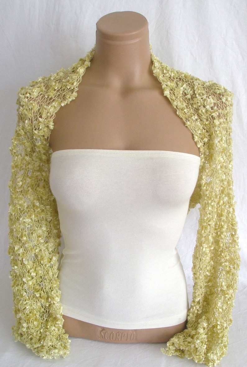 Hand knitted gold bolero shrug image 1