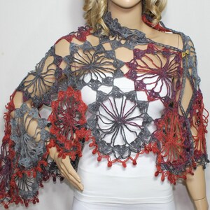 Crochet Shawl, Crochet Scarf, Bridal Shawl, Bridesmaid Shawl,Evening Shawl,Crochet Multicolor Elegant Triangle Magic Wool Shawl Wool Scarf