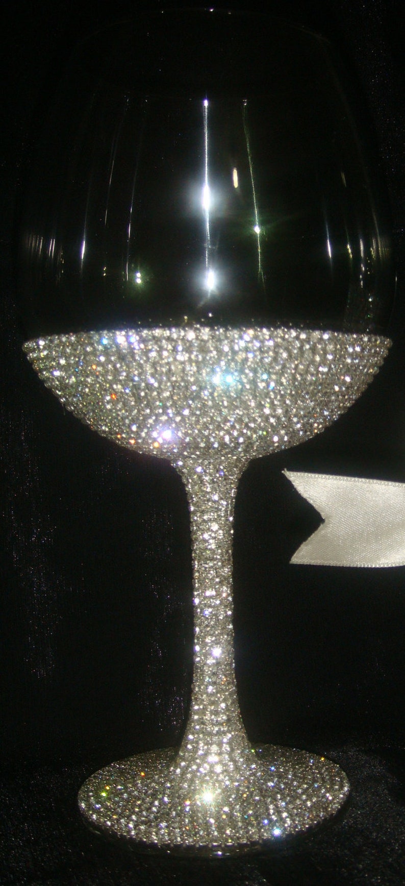 Custom designed handmade wine glass, goblet with Czech rhinestones image 1