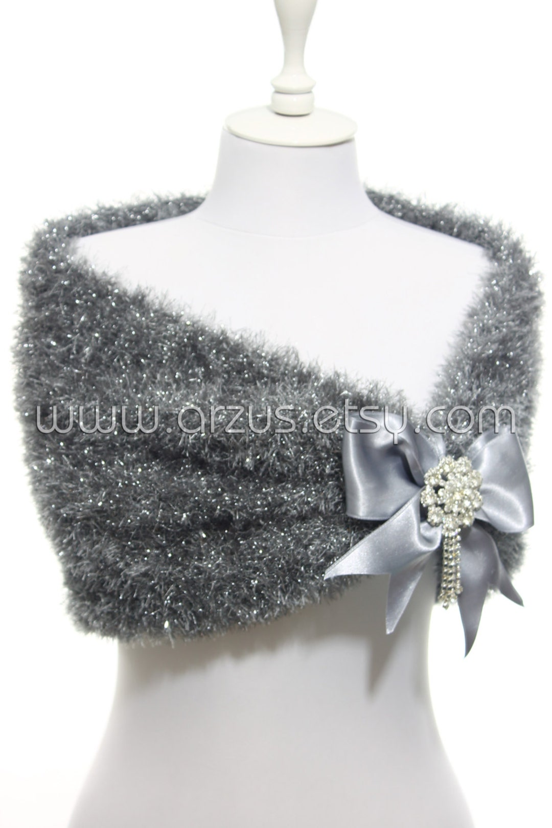 Grey Silver Wedding Shawl Bridal Shawl Bridal Wedding Cape Silver