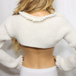 Tricot Boléro Tricot à la main Bolero Manches longues Blanc cassé Boléro Soirée Boléros Haussements d’épaules Mariages Boléro Nuptiale Haussement d’épaules Nuptiale Bolero Demoiselles d’honneur Cadeau