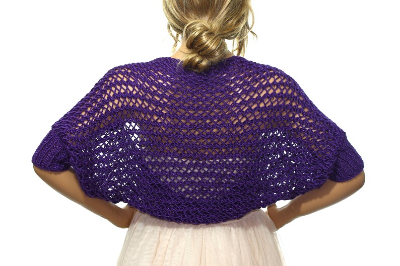 Hand Knit Shrug Knit Violet Shrug Cover Ups Shawls Wraps Half Sleeve Evening Shrug Weddings Bridal Accessories Shrugs Bridesmaids Gift Women S Clothing Clothing Ugaurbanag Com