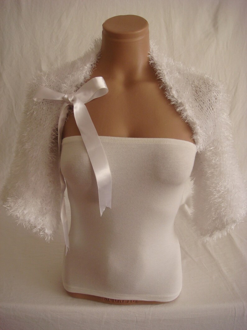 Wedding Bolero Shrug White Knit Bolero Half Sleeve Bolero Etsy