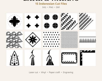 Indonesian Batik & Wayang Cut Files Bundle (15 SVG, PNG, DXF)