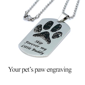 Personalized Pet Dog Tag necklace, Paw Dog Tag necklace. Pet dogtag. Paw dog tag.