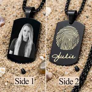 Unisex personalized urn necklace. Urn necklace. Dog photo urn necklace. Ash dog tag necklace. EKG engraving. Fingerprint urn necklace.
