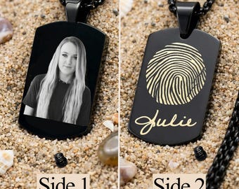 Personligt urnhalsband för unisex. Urnhalsband. Urnhalsband med hundfoto. Halsband med asktagg. EKG-gravyr. Urnhalsband med fingeravtryck.