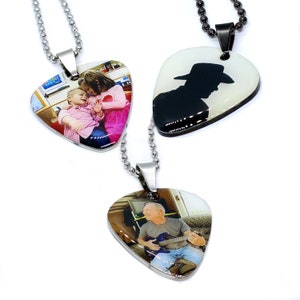 Personalized Finger print guitar pick necklace. Dad gift. Mens fingerprint guitar pick. Handwriting guitar pick.