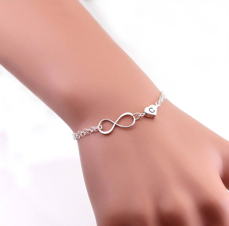 Mom Bracelet. Sterling Silver Infinity Bracelet Monogram Etsy