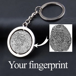 Portachiavi personalizzato. Regalo per papà. Regalo per mamma, portachiavi con impronta digitale. Portachiavi con scrittura a mano, incisione ECG srtip