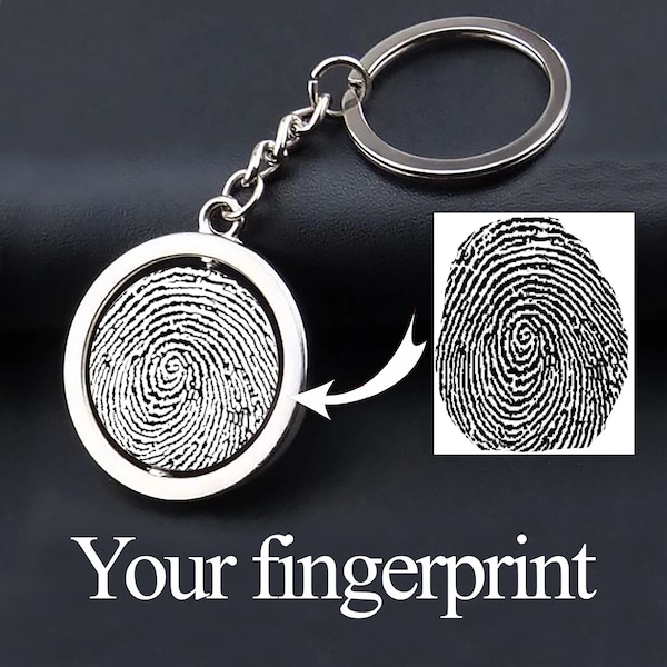 Personalized Keychain. Dad gift. Mom gift, fingerprint keychain.  Handwriting keychain EKG srtip engraving