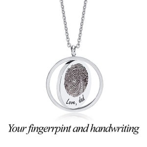 Personalized round rotating necklace. Round necklace, fingerprint necklace ,handwriting round necklace, pet paw engraving necklace.EKG strip